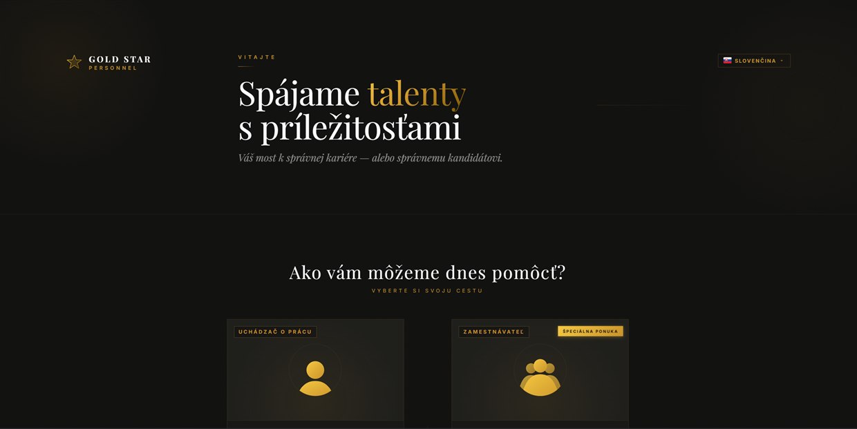 Gold Star Personnel — nový dvojjazyčný web personálnej agentúry